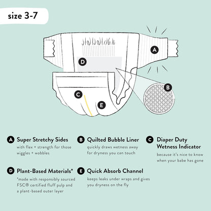 The Honest Company Clean Conscious Diapers | Plant-Based, Sustainable | So Delish + All The Letters | Super Club Box, Size 5 (27+ lbs), 84 Count