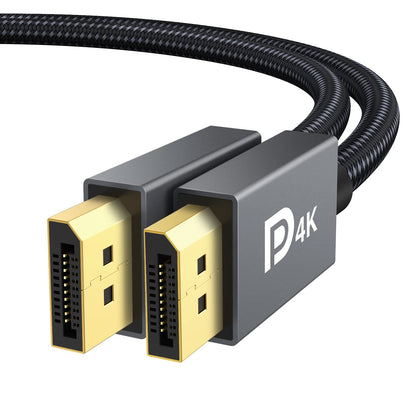 Ivanky DisplayPort to DisplayPort Cable – 6.6 feet Braided Nylon DP Cable [2 K @ 165HZ 2 K @ 144Hz 4 K @ 60Hz] – Male to Male – Space Grey