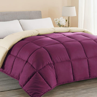 Seward Park Burgundy Wheat Lightweight Duvet Insert Soft Comforter Full Queen Size Down Alternative Fluffy Breathable Cooling Spring All Season Reversible Bed Quilted