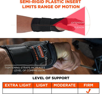 Ergodyne ProFlex 4010 Double-Strap Left Wrist Support, Black, Medium
