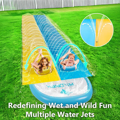 32.5FT Slip and Slide for Kids and Adult, Inflatable Water Slide for Backyard Outdoor with Sprinkler, Blow up Watersilde Summer Toy