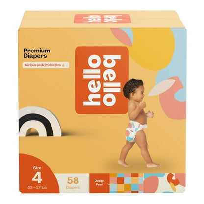 Hello Bello Premium Baby Diapers, Infant Size 4 Honeysuckle 58ct (Select for More Options)