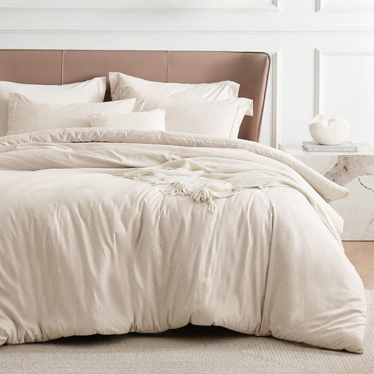 Bedsure Beige Duvet Cover Queen Size - Super Soft Cationic Dyed Duvet Cover for Kids with Zipper Closure, 3 Pieces, No Comforter(Queen, 90"x90")
