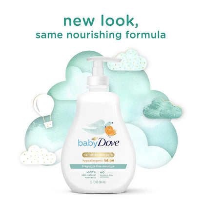 Baby Dove Face and Body Lotion for Sensitive Skin Sensitive Moisture FragranceFree Lotion, 2 Pack, 13 Ounce