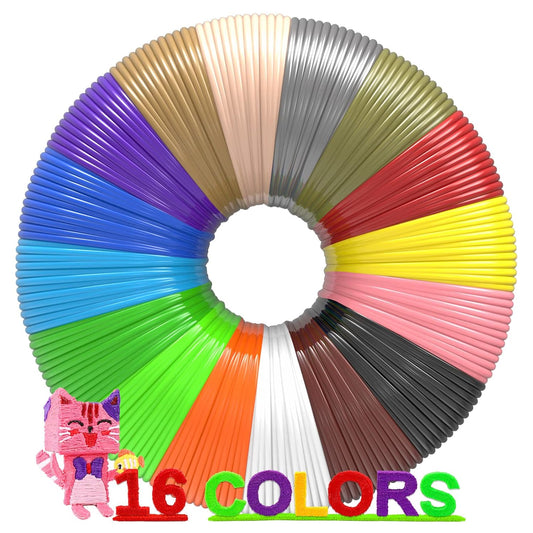 3D Pen Filament 160 Feet, 16 Colors, Each Color 10 Feet, 250 Stencils eBooks - 3D Printer Pen Refill PLA 1.75mm, Compatible with MYNT3D, SCRIB3D, PIKA3D Super and Pro Pen
