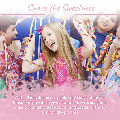 Fusion Select 36 Candy Necklace - Multi-Color Edible Jewelry for Birthday, Holiday, & Easter Party Favors, Goodie Bags, Kids' Gift Basket Fillers - Bulk Candy Beads, Stretchable String