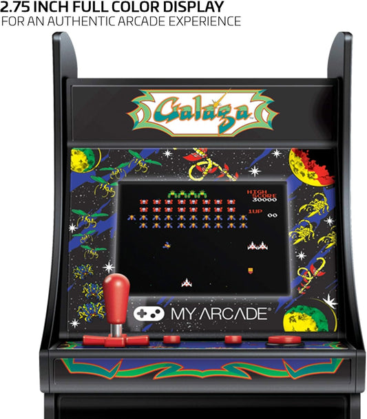 My Arcade Micro Player Mini Arcade Machine: Galaga Video Game, Fully Playable, 6.75 Inch Collectible, Color Display, Speaker, Volume Buttons, Headphone Jack, Battery or Micro USB Powered
