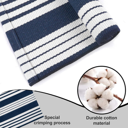 OJIA Blue and White Outdoor Rug 3’x5‘ Cotton Woven Striped Front Porch Rug Machine Washable Indoor Outdoor Rugs Farmhouse Entry Rug Layered Door Mat for Entryway/Kitchen/Laundry/Living Room
