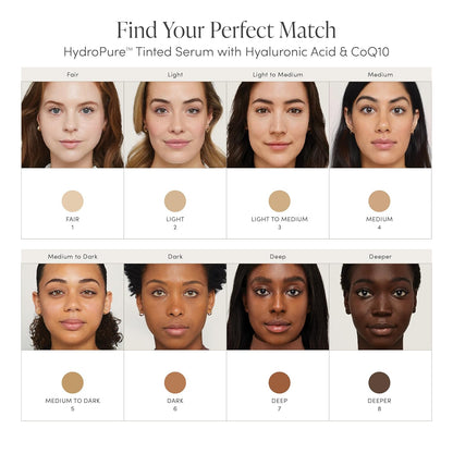 jane iredale HydroPure Tinted Serum, Hydrating, Sheer-Coverage Formula Helps Plump, Soothe, Blur Lines and Even Skin Tone with Hyaluronic Acid + CoQ10