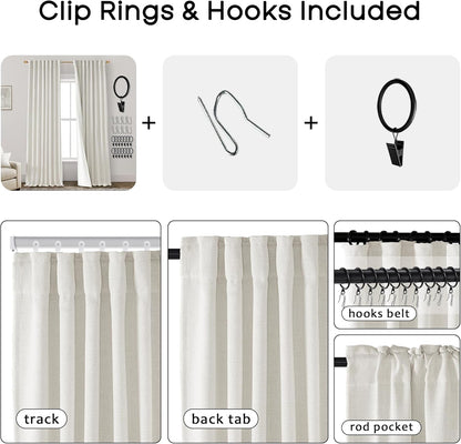 Blackout Curtains 84 Inch Length 2 Panels Set,Linen Back Tab Pleated Natural Room Darkening Insulated Thermal Black Out Curtains for Winter Living Room Bedroom 84 Inches Long,Cream Ivory,Two Panel