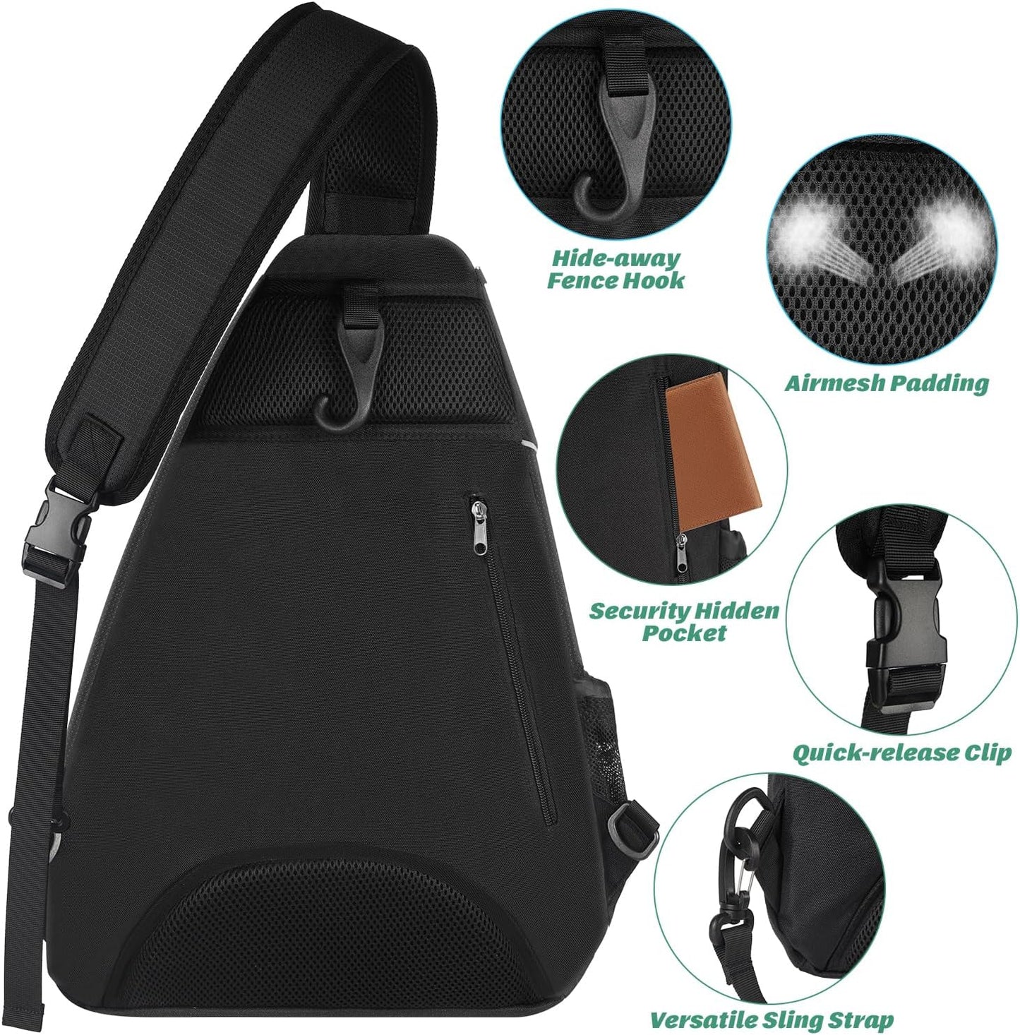 Ytonet Tennis Bag, Tennis Sling Backpack Crossbody Water Resistant for Men Women, Compatible for Pickleball Badminton Rackets
