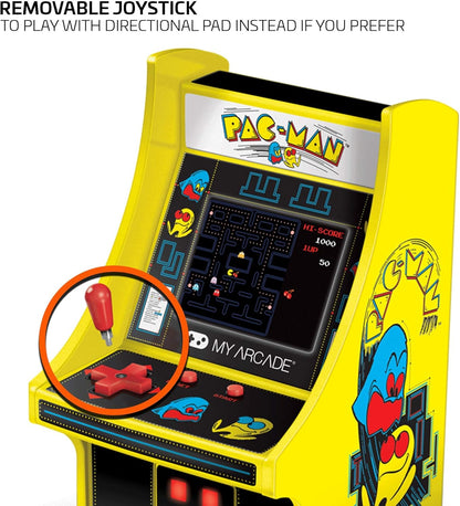 My Arcade DGUNL-3220 Micro Player Mini Arcade Machine Pac-Man Video Game, Fully Playable,6.75 Inch Collectible,Color Display, Speaker,Volume Buttons, Headphone Jack,Battery or Micro USB Powered, Black