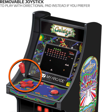 My Arcade Micro Player Mini Arcade Machine: Galaga Video Game, Fully Playable, 6.75 Inch Collectible, Color Display, Speaker, Volume Buttons, Headphone Jack, Battery or Micro USB Powered