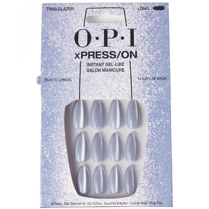 OPI xPRESS/ON Press on Nails | Long Almond Shape Nail Art | 30 Count With Glue | Instant Gel-Like Salon Manicure | Long Lasting, Reusable, Non-damaging