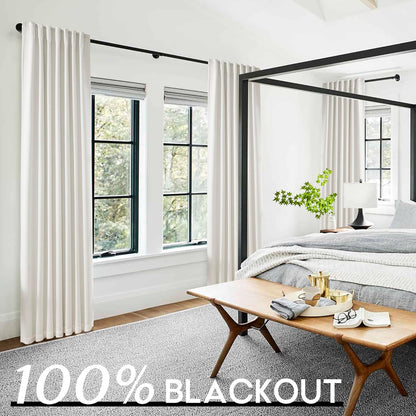 Blackout Curtains 84 Inch Length 2 Panels Set,Linen Back Tab Pleated Natural Room Darkening Insulated Thermal Black Out Curtains for Winter Living Room Bedroom 84 Inches Long,Cream Ivory,Two Panel