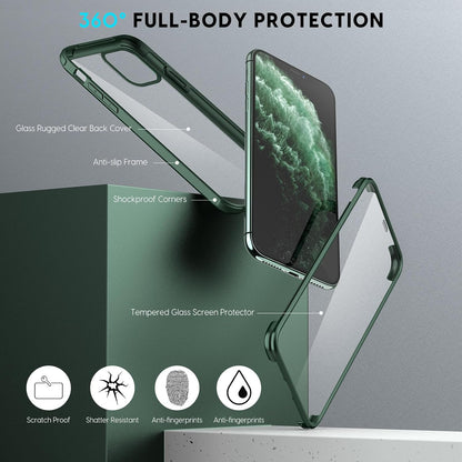 MEKKUXIN Designed for iPhone 11 Pro Max Case 6.5 Inch, Full Body Rugged Case with Built-in 9H Tempered Glass Screen Protector for iPhone 11 Pro Max, Midnight Green