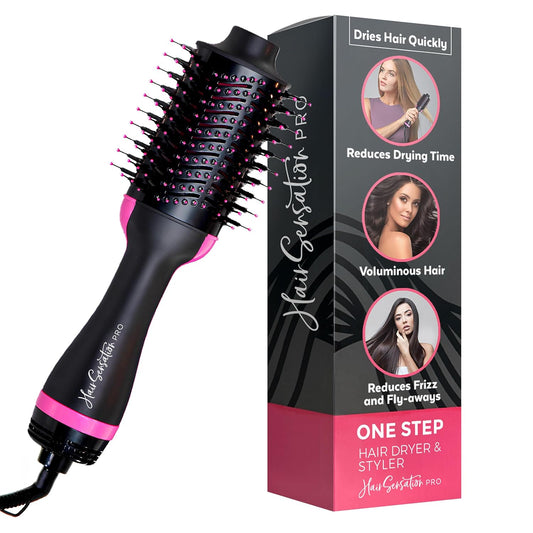 Blow Dryer Brush, 4 in 1 Styling Tools with ION Generator and Ceramic Coating for Fast Drying Hair Types, Pink
