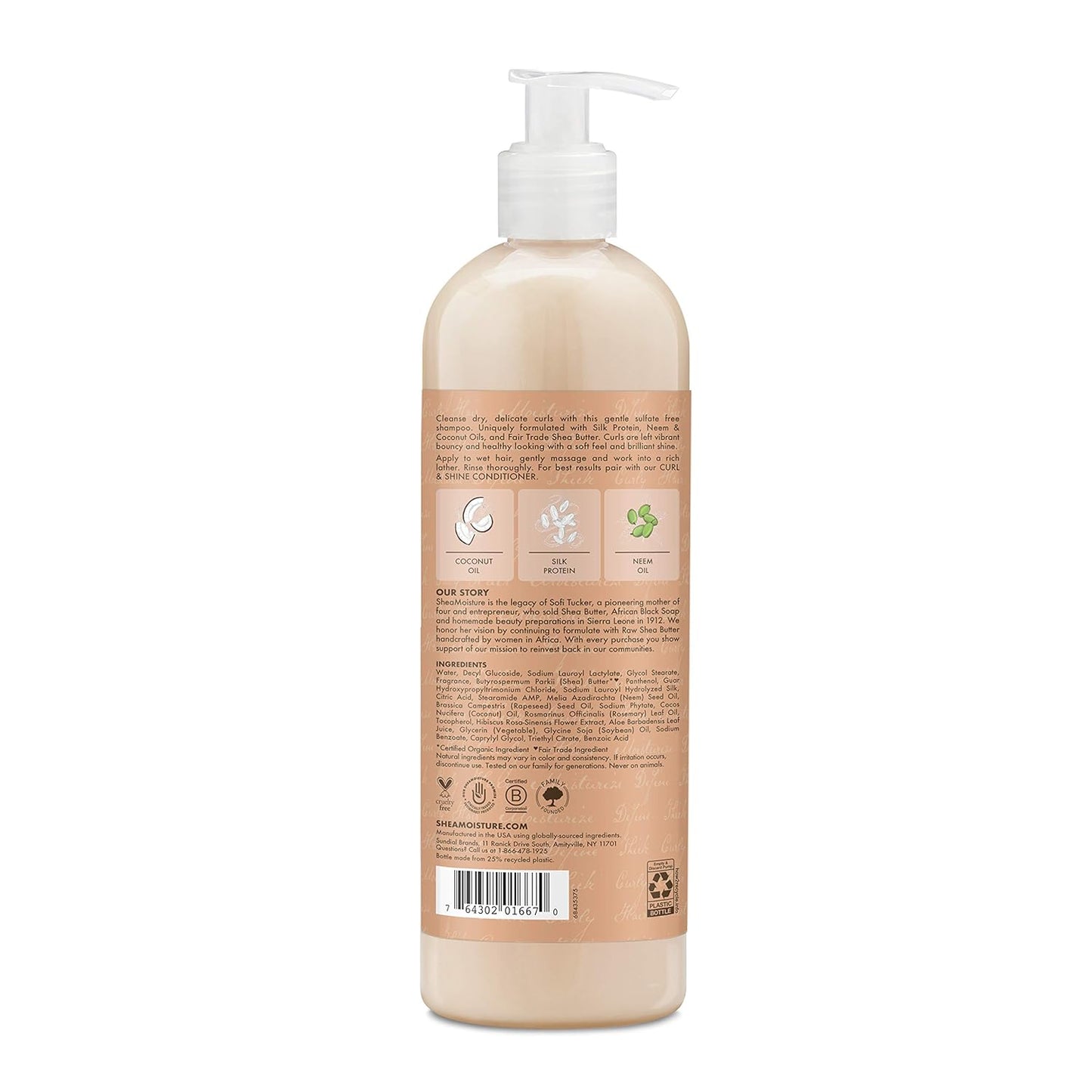 SheaMoisture Shampoo Coconut and Hibiscus, for Thick, Curly Hair, to Cleanse & Hydrate, 24 oz