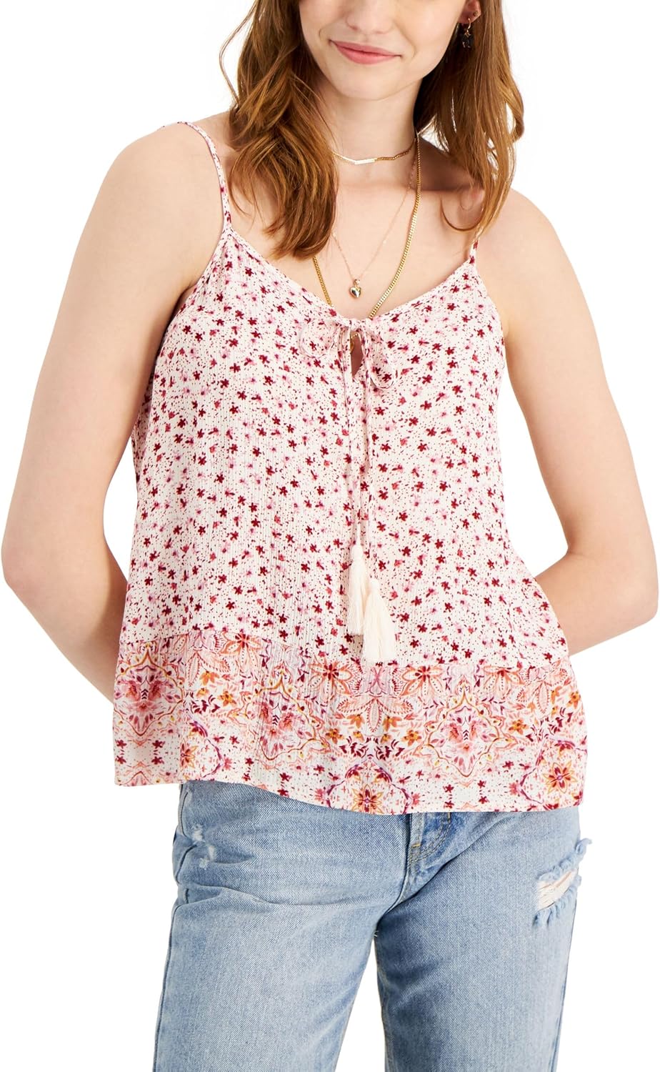 Juniors' Printed Tiered Camisole