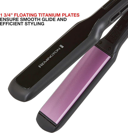 Remington 1 3/4" Flat Iron, Hair Straightener with Anti-Static Technology, 30-Second Heat Up & 60 Minute Auto Shut-off, 30% Longer Ceramic Floating Plates, Titanium + Ceramic Coating