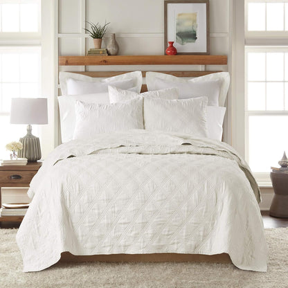 Levtex Home - 100% Linen Front/100% Cotton Back - Twin Quilt - Washed Linen - Cream - Quilt Size (68 x 86 in.)