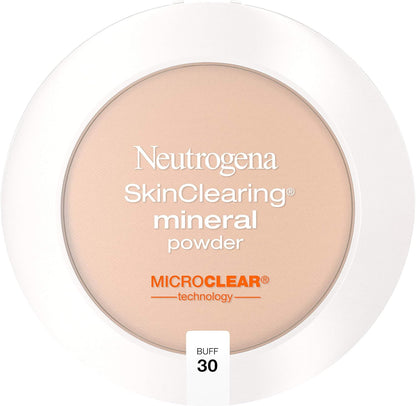 Neutrogena SkinClearing Mineral Acne-Concealing Pressed Powder Compact, Shine-Free & Oil-Absorbing Makeup with Salicylic Acid to Cover, Treat & Prevent Acne Breakouts, Buff 30, .38 oz