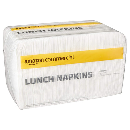 AmazonCommercial 1-Ply White Lunch Napkins (SOFI-067)|Bulk |Disposable Paper Napkins |Lunch Napkins |FSC Certified |250 Napkins per Pack (12 Packs)(12 x 12 Sheet)