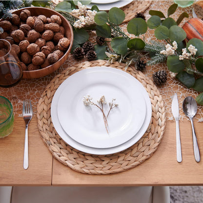 6 Pack, Round Woven Placemats, Natural Water Hyacinth Place mats, Braided Straw Table Mats for Dining Table (13.8 inch) Water Hyacinth 13.8 inch (Set of 6)