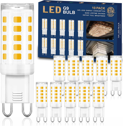 10 Pack G9 LED Bulb 3000K Warm White, Winshine T4 G9 Light Bulb 4W (40W Halogen Equivalent),T4 G9 Bi Pin Ceramic Base 360°Beam Angle 400 Lumen for Chandelier Ceiling Pendant Lighting No-Dimmable