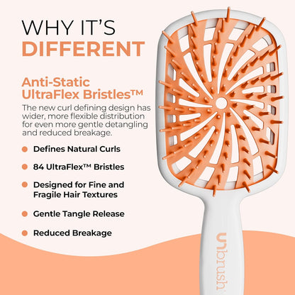FHI Heat UNbrush Plus — Curly Hair Brush for Gentle & Effective Detangling on Wet or Dry Fragile Hair Types — Detangler Brush w/ 84 UltraFlex Bristles, Ultra-light, Vented, Anti Static Hairbrush