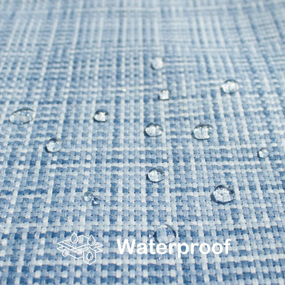 Kevin Textile Pack of 2 Decorative Outdoor Waterproof Throw Pillow Covers Stripe Square Pillowcases Modern Cushion Cases for Patio Couch Bench 18 x 18 Inch Light Blue