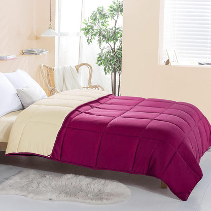 Seward Park Burgundy Wheat Lightweight Duvet Insert Soft Comforter Full Queen Size Down Alternative Fluffy Breathable Cooling Spring All Season Reversible Bed Quilted