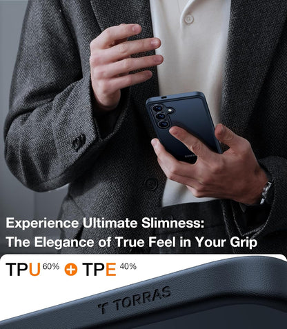 TORRAS Guardian Shockproof for Samsung Galaxy S25 Case, [12FT Military Grade Drop] Thin & Soft Touch for Samsung S25 Case, Translucent Matte Protective Slim Case for Samsung S25, Black