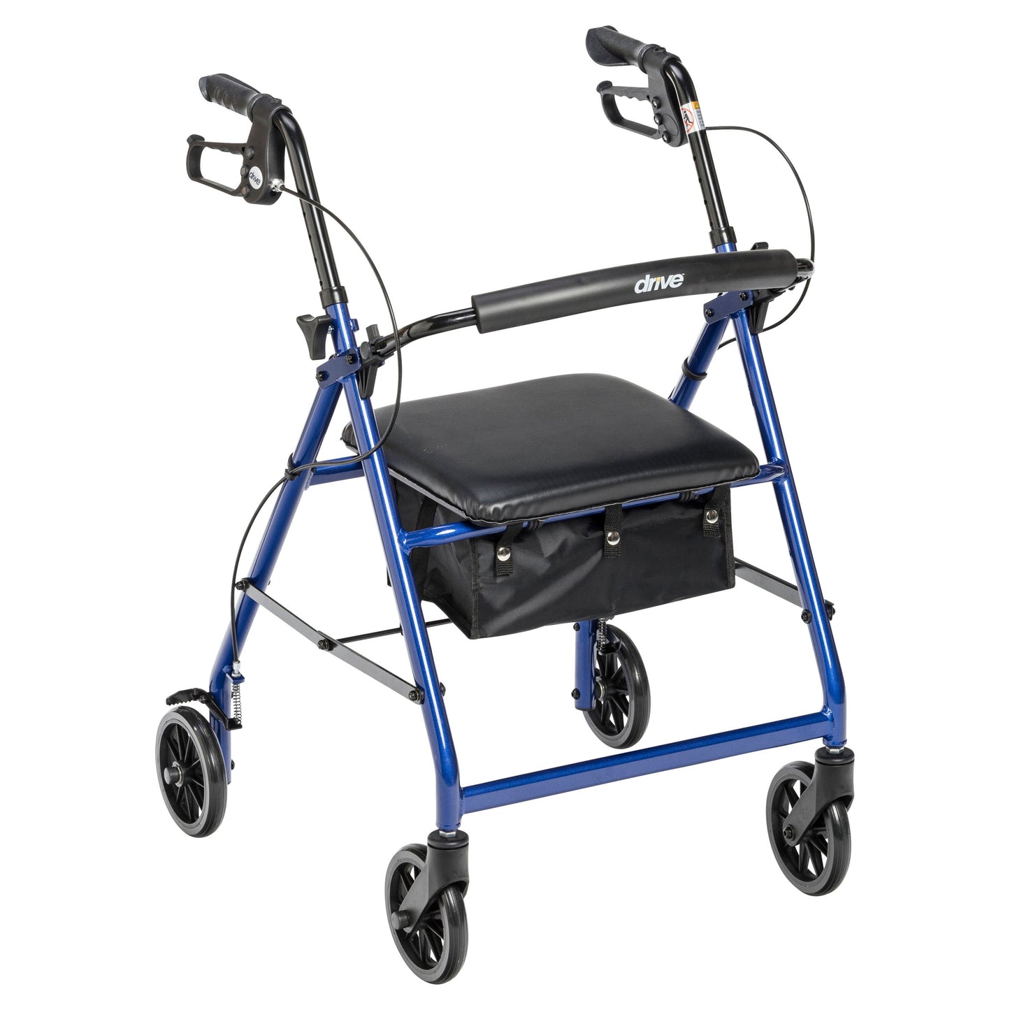 Drive Medical Walker Rollator with 6"" Wheels Fold Up Removable Back Support and Padded Seat, Blue