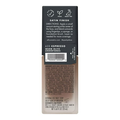 e.l.f. Flawless Satin Foundation, Espresso, 0.68 fl oz