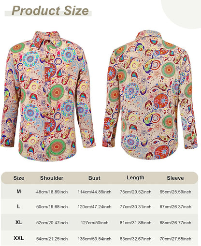 6 Pcs Men's 70s 80s Disco Outfit Costume Dance Bell Bottom Pants Retro Shirts Moustache Sunglasses Wigs Necklace(2 X-Large)