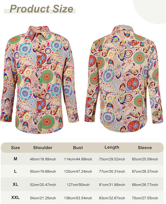 6 Pcs Men's 70s 80s Disco Outfit Costume Dance Bell Bottom Pants Retro Shirts Moustache Sunglasses Wigs Necklace(2 X-Large)