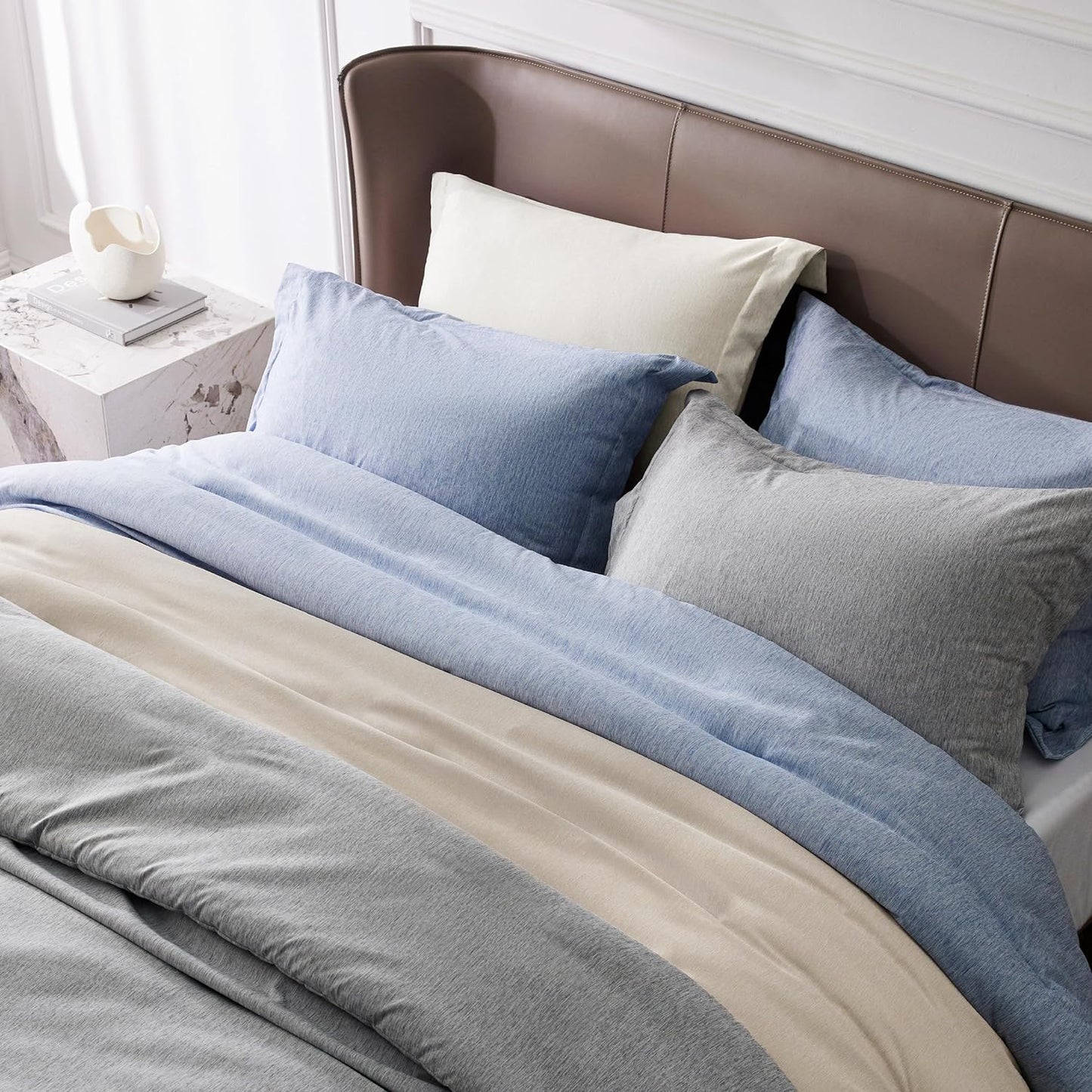 Bedsure Beige Duvet Cover Queen Size - Super Soft Cationic Dyed Duvet Cover for Kids with Zipper Closure, 3 Pieces, No Comforter(Queen, 90"x90")