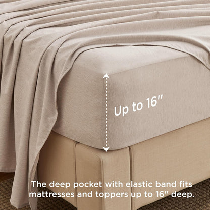 Bedsure Twin Sheets Set - 3 Pieces, Soft & Cooling Twin Sheets, Luxury Cationic Dyed, Deep Pockets & Easy-Fit, Breathable & Wrinkle Free, Warm Taupe