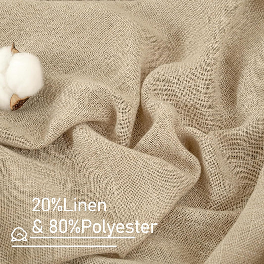 LAMIT Brown Linen Curtains 84 inches for Bedroom, Faux Linen Textured Light Filtering Drapes Back Tab and Rod Pocket Boho Burlap Panels for Farmhouse/Living Room, 2 Panels, 52 x 84 Inch