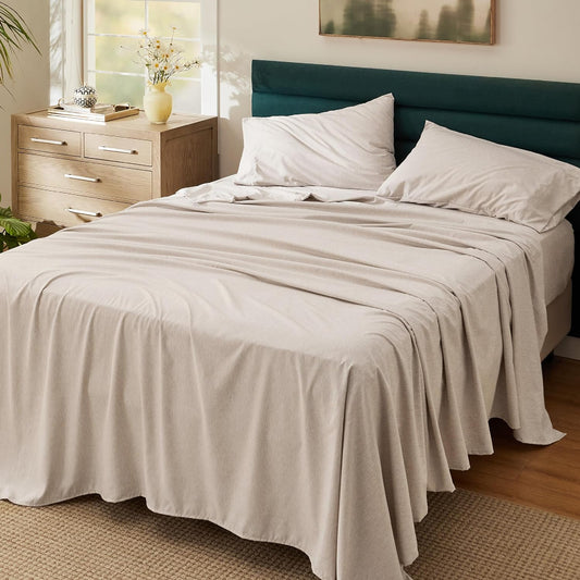 Bedsure Twin Sheets Set - 3 Pieces, Soft & Cooling Twin Sheets, Luxury Cationic Dyed, Deep Pockets & Easy-Fit, Breathable & Wrinkle Free, Warm Taupe