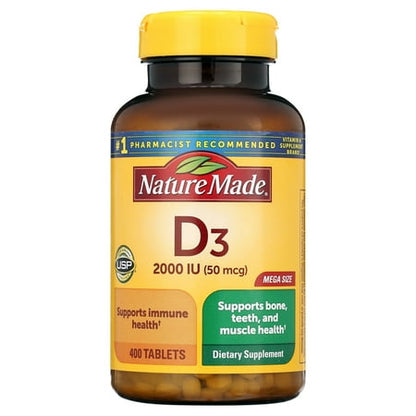 Nature Made Vitamin D3 2000 IU (50 mcg) Tablets, 400 Count Mega Size