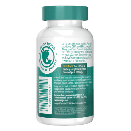 Ovega Plant-Based Supplements, Helps Support Brain, Eye, and Heart Health, 60 Softgels