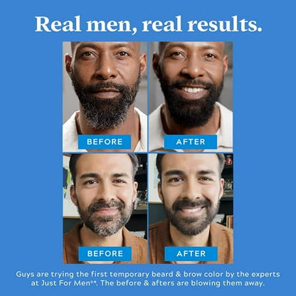 Just For Men 1-Day Beard & Brow Color, Temporary Dye for Beard and Eyebrows, Up to 30 Applications, Medium Brown