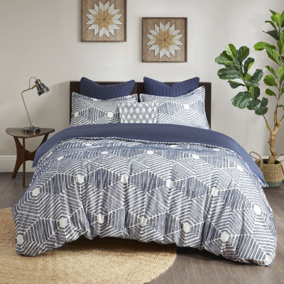 INK+IVY Ellipse 3pc Cotton Jacquard Duvet Cover Set