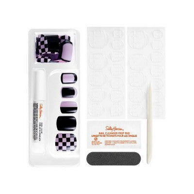 Sally Hansen Salon Effects Perfect Manicure Press on Nails Kit - Square - Check Please - 24ct
