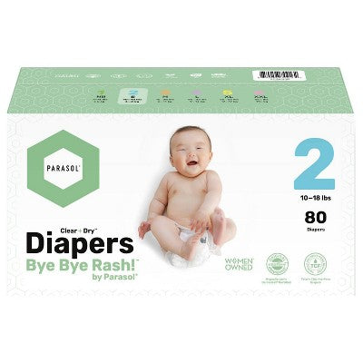 Parasol Clear+Dry Natural Disposable Diapers - Size 2 - 80ct
