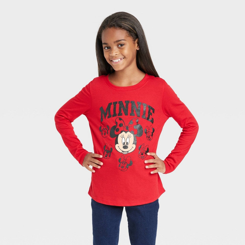 XL 14/16 Girls' Disney Minnie Mouse Long Sleeve Graphic T-Shirt