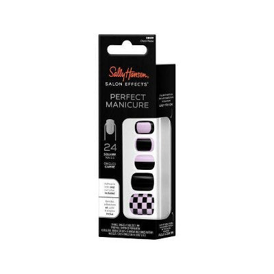Sally Hansen Salon Effects Perfect Manicure Press on Nails Kit - Square - Check Please - 24ct