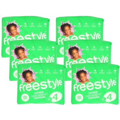 Freestyle Hyper Absorbent Diapers Size 4 - Case of 6 packs of 24 ct